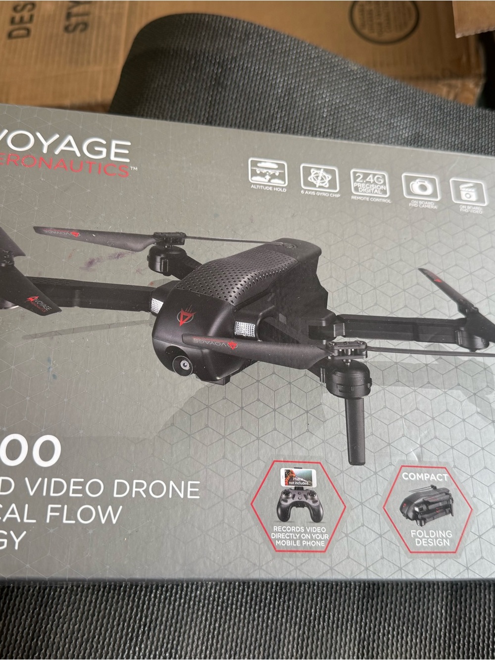 Voyage Aeronautics Foldable Video Drone - Black with Red Accents